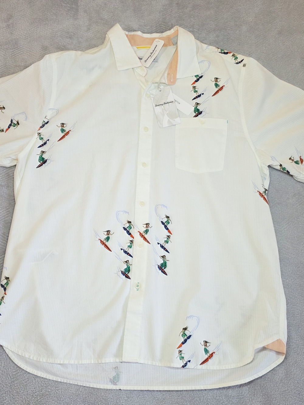 Tommy Bahama Hula Gals Camp Shirt XL NWT Hula Girls Surfing Print Resortwear